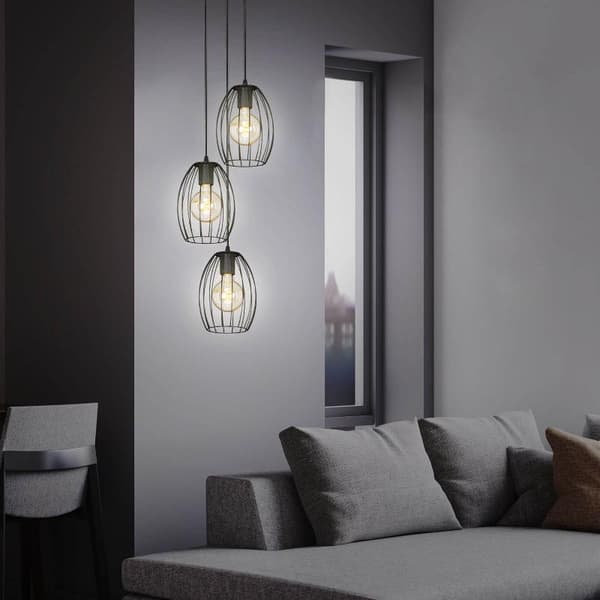 Taklampa 3xE27 Svart Loftträ - Vardagsrum Matsal Sovrum