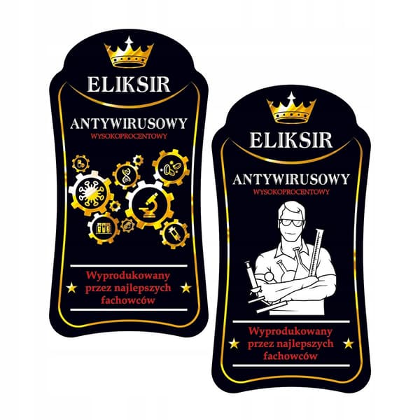 10X PREMIUM ANTIVIRUS ELIXIR Etiketter för vodkaflaskdekaler