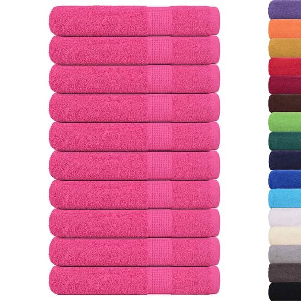 vidaXL Bastuhanddukar, 10 st, rosa, 80x200 cm, 100 % bomull