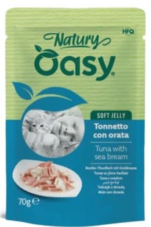 Oasy | Natury | Vådfoder til katte - 70 g pose - Tun med havbrasen 70 g