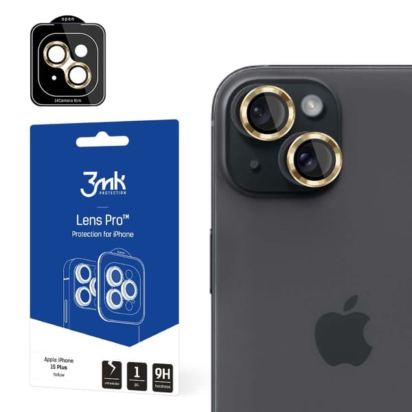 Apple iPhone 15 Plus skärmskydd 3mk Linsskydd Pro gul