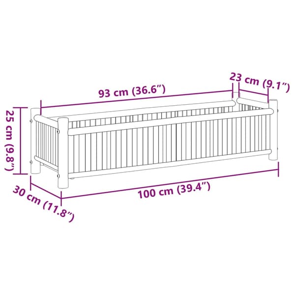 vidaXL Blomkruka, 100x30x25 cm, Bambu