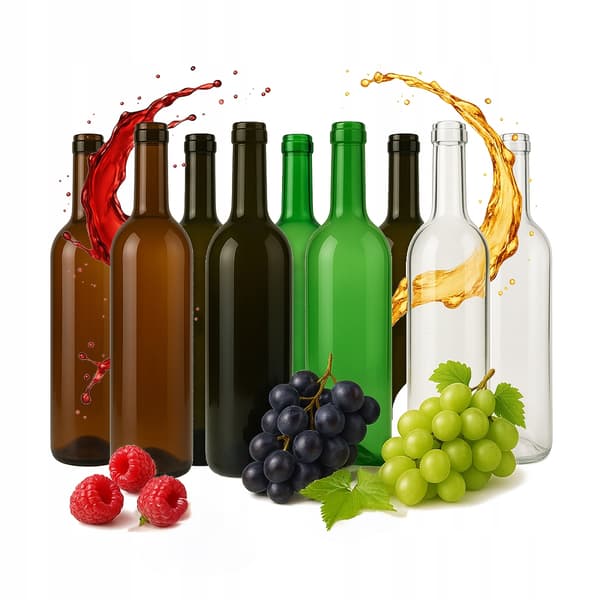 40x Vinflaskor 750ml Bordeaux Olivgrön Brun Vit SET