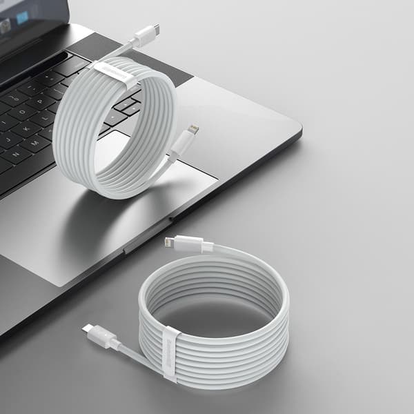 Baseus Simple Wisdom USB-C - Lightning -kaapeli, PD, 20W, 1.5m (valkoinen) 2 kpl.