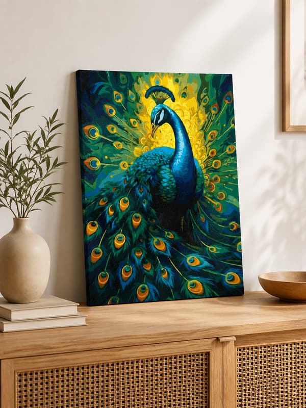 Målning med siffror med ram elegand påfågel 40x50 cm