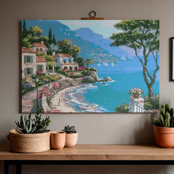 Måla efter nummer-bild med ram Promenada 70x50 cm