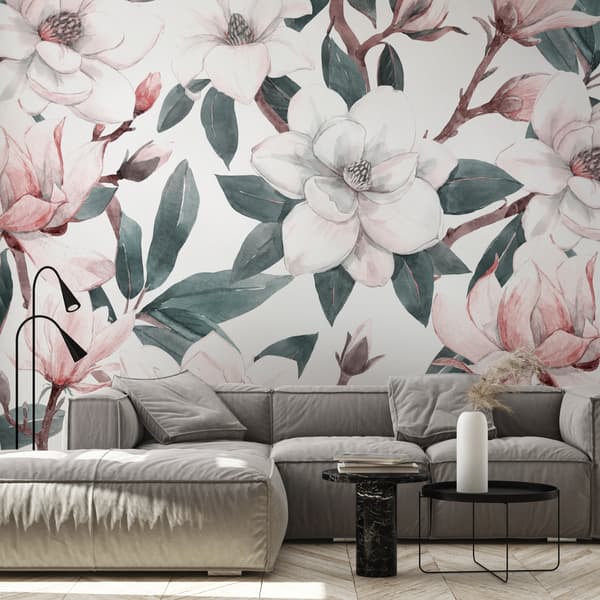 Fototapet - Akvarellmagnolior - andra varianten