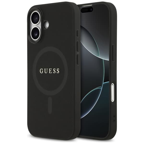 Guess Saffiano Classic Logo MagSafe-etui til iPhone 17, sort
