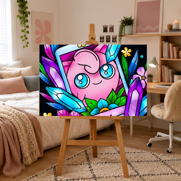 Pokémon Jigglypuff målarbild efter nummer med ram 70x50 cm