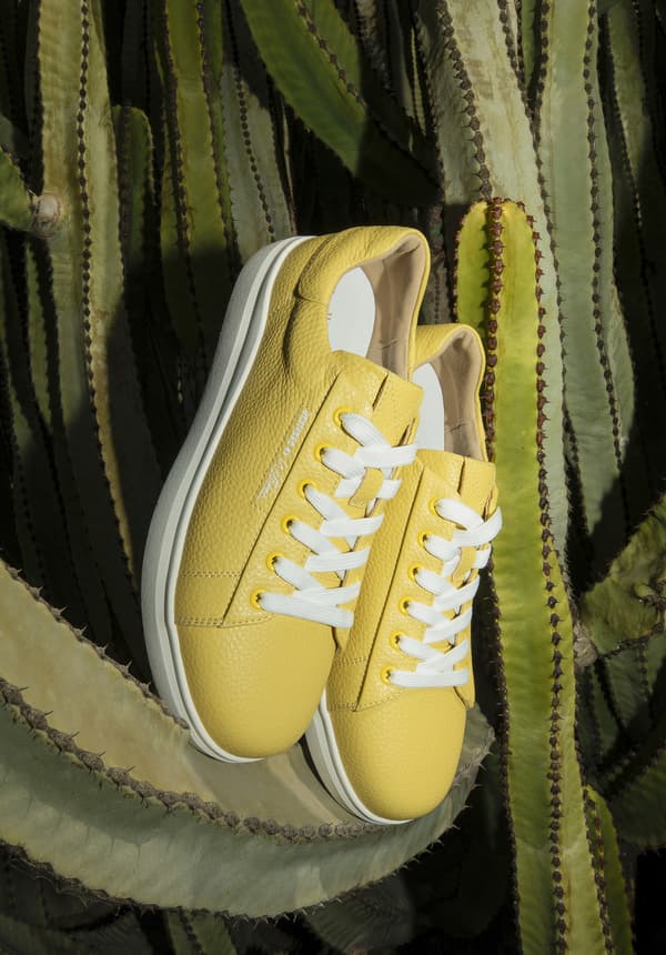 Wittchen dame klassiske gule platform sneakers, naturlæder