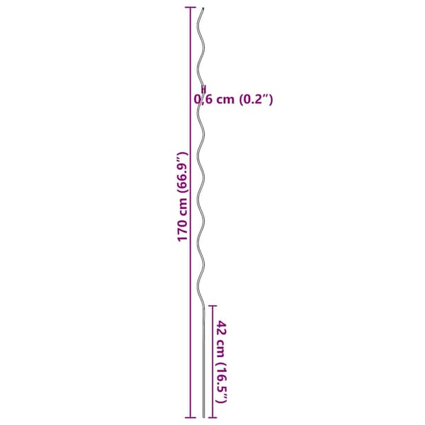 vidaXL Spiralväxtstöd, 50 st, 170 cm, galvaniserat stål