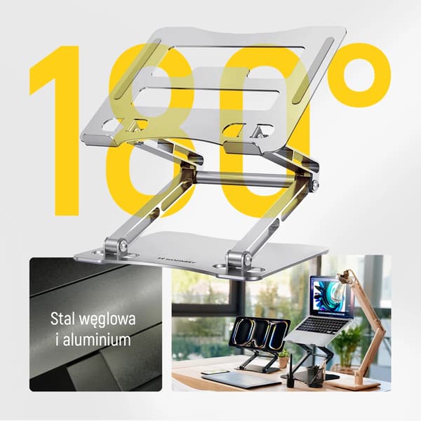 Wozinsky WRS-CPY75DSS Aluminiumsstativ til Laptop og Tablet + Gratis Smartphone-stativ - Sølv