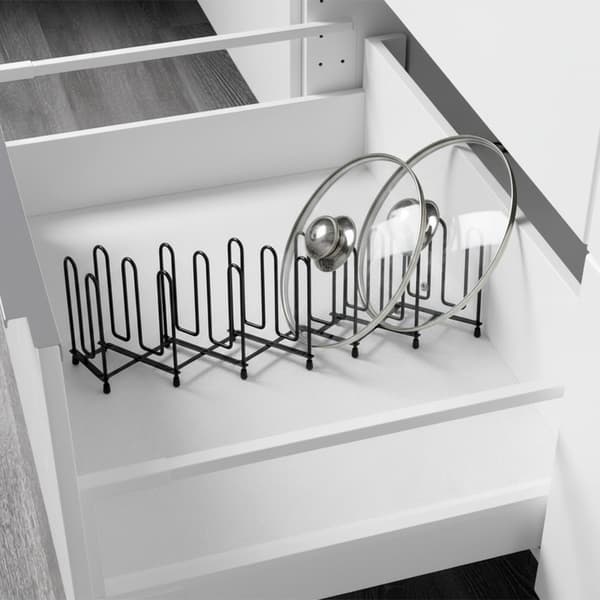 Stativ til låg og tallerkener metal sort foldbart 8-74 cm