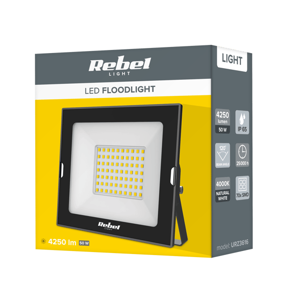 Halogen LED-strålkastare 50W 4000K IP65 Rebel