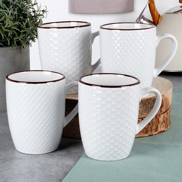 Hvide keramiske kopper 400 ml 4 stk.