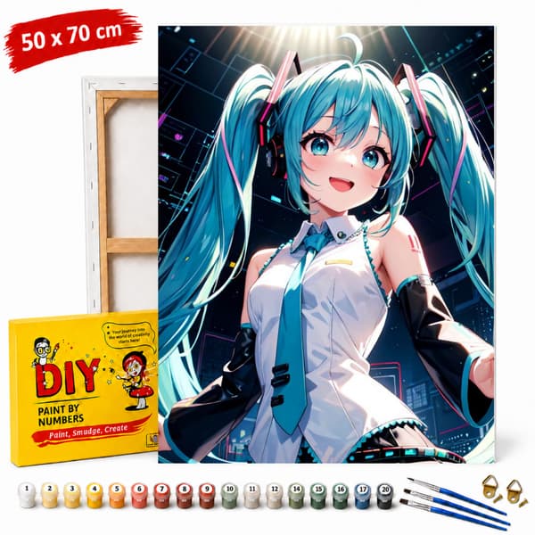 Måla efter nummer-bild med ram Anime Hatsune Miku 50x70 cm