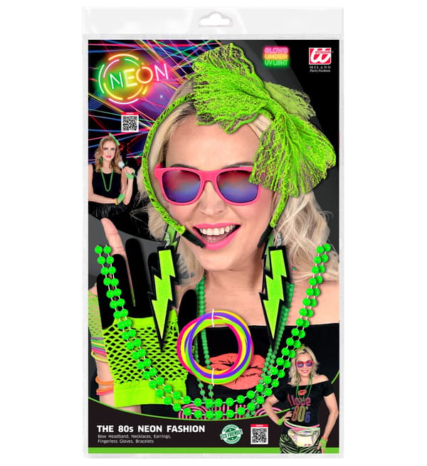 80-tals neon disco örhängen halsband set