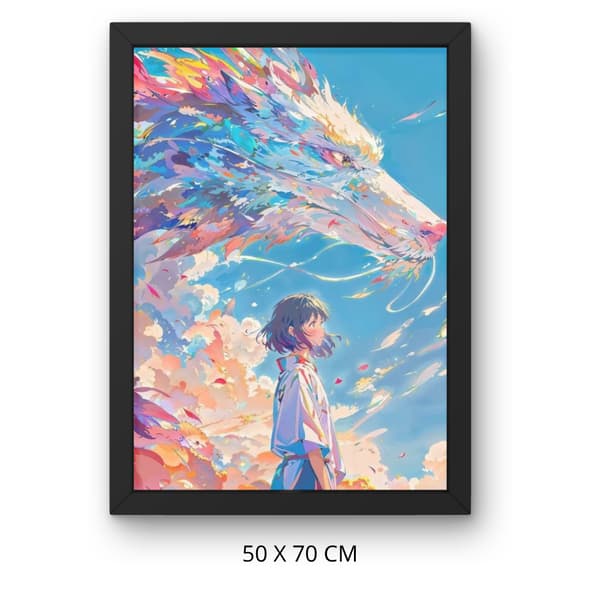 Spirited Away maling efter tal med ramme 50x70 cm
