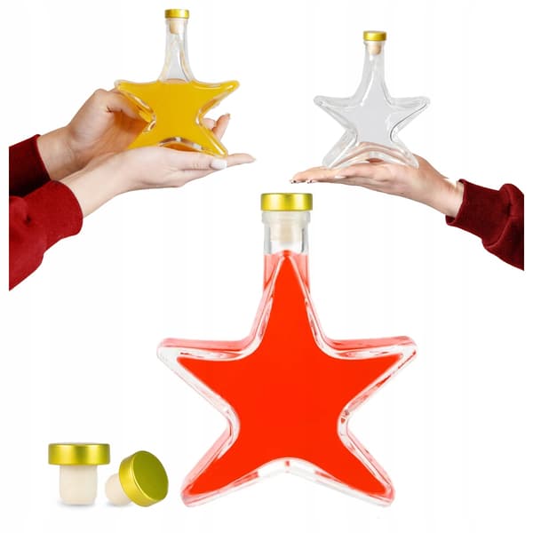 5X JULSTJÄRNEFLASKOR 200ML FÖR LIKÖR, VIN, LIKÖR, JULKLAPP