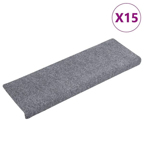 vidaXL selvklæbende trappemåtter 15 stk. 65x21x4 cm lysegrå rektangulær kant