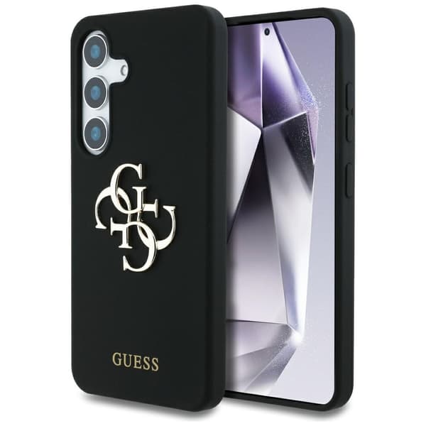 Guess Silikon Stor 4G-Logotyp Undertext Samsung Galaxy S25 Svart