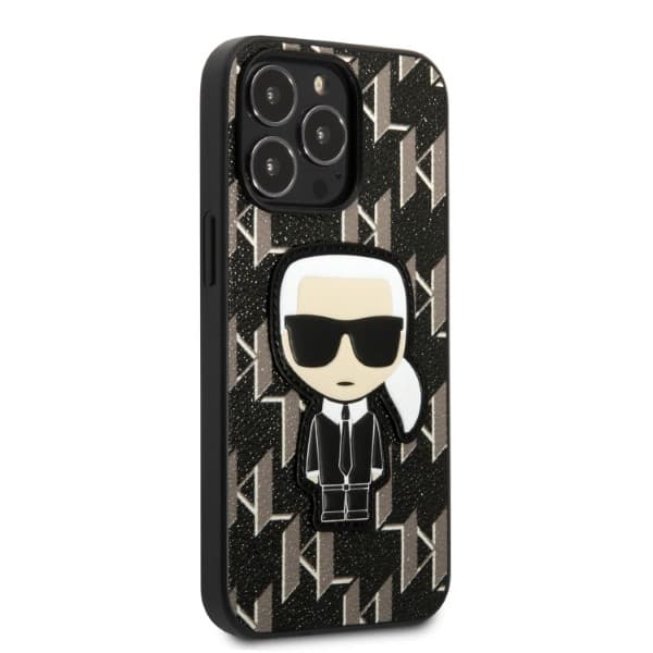 Karl Lagerfeld KLHCP13LPMNIKBK iPhone 13 Pro / 13 6.1 hårdt cover sort/sort Monogram Ikonik Patch