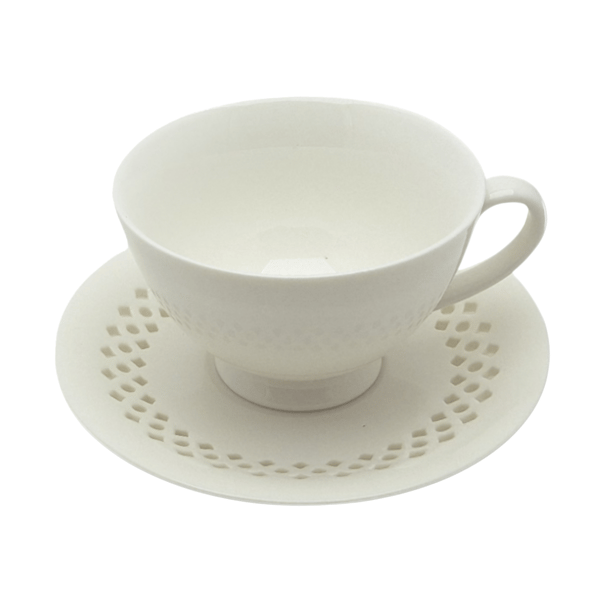 HVID KERAMIKOP 260 ml MED ÅBEN UNDERKOP TIL KAFFE OG TE