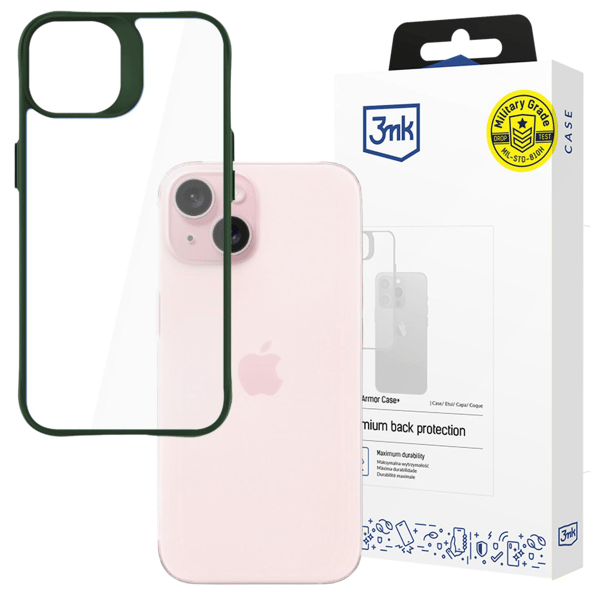 Apple iPhone 15 - 3mk Satin Armor-skal+ Grönt