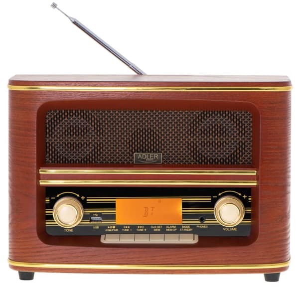 Adler AD 1187 retroradio, Bluetoothilla, 30 asemaa, herätyskello