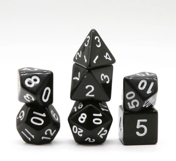RPG terninger sort sæt med 7 terninger