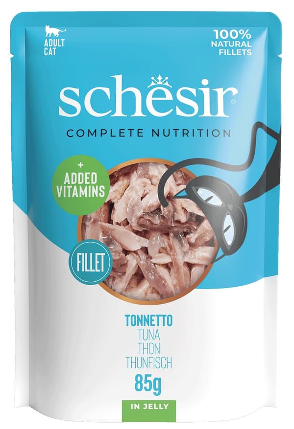Schesir | Filéfoder för katter | 85 g påse - Tonfisk i gelé 85 g