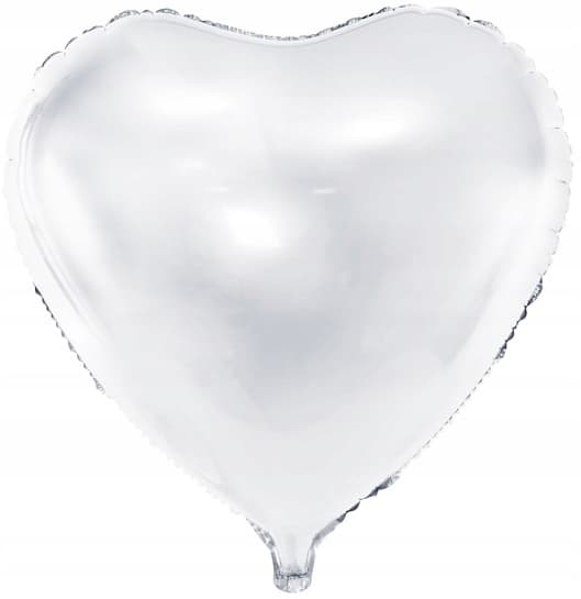 Hjertefolieballon, 45 cm, hvid, 1 stk.