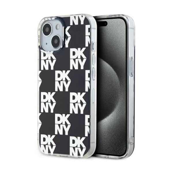 DKNY IML Checkered Mono Pattern - Skal till iPhone 15 / 14 / 13 (Svart)