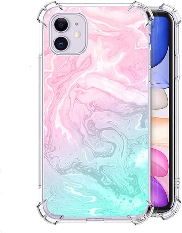 SILIKONE ETUI TIL APPLE IPHONE 11 PINK BLÅ GLAMOUR A2111