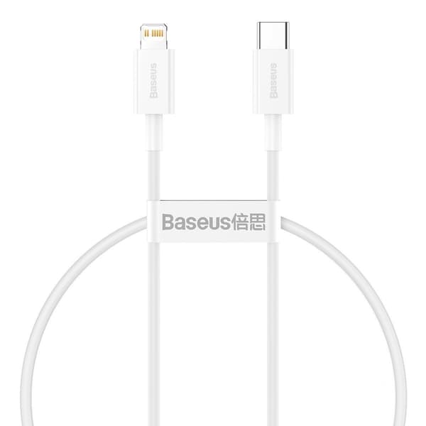 Baseus Superior Series USB-C til Lightning-kabel, 20W, PD, 0,25m (hvid)