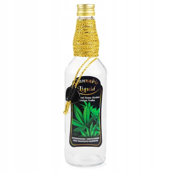Monopol 500ml cannabisdekorerad flaska