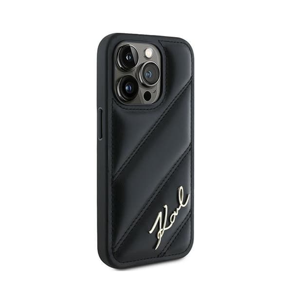 Karl Lagerfeld Diagonal Quilted Script - iPhone 15 Pro-skal (svart)
