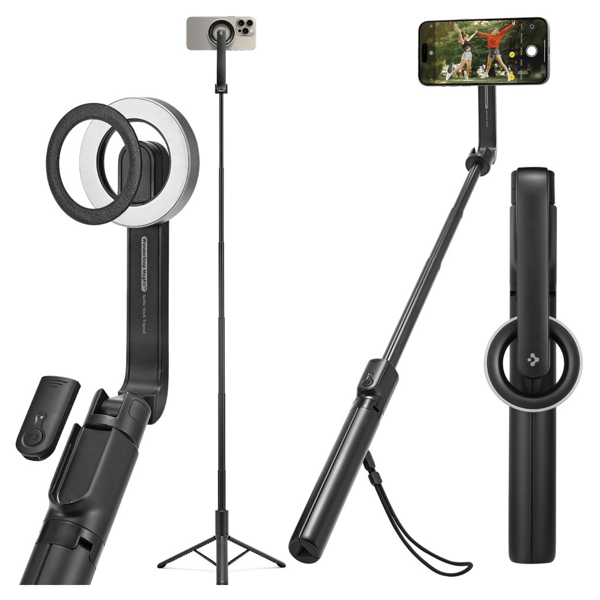 SPIGEN S580W MAGSAFE BLUETOOTH-SELFIE-KEPPU PITKÄ JALUSTA MUSTA