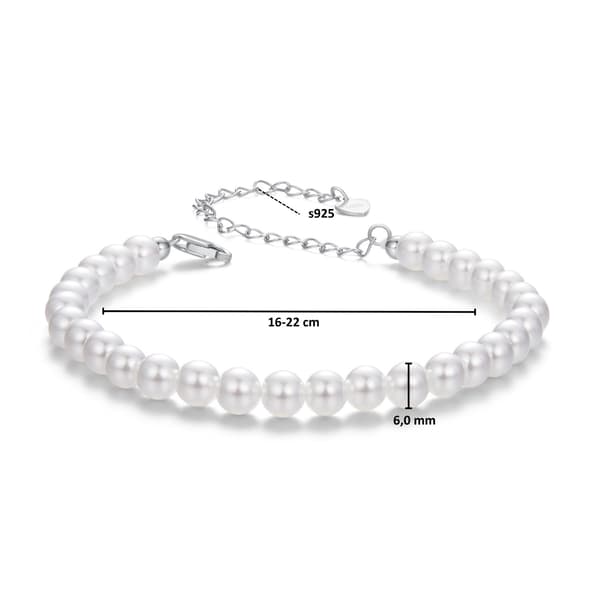 Silverarmband med pärlor, 925 silver, storlek S