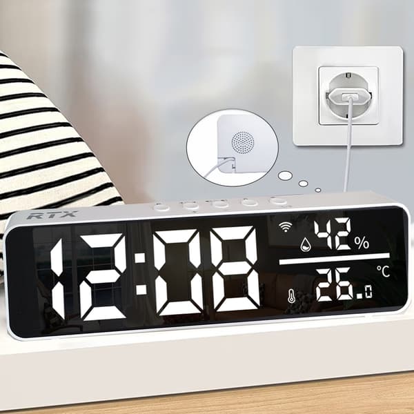 RTX Stor LED Ur Sensor Temperatur- og Fugtighedssensor WiFi Tuya
