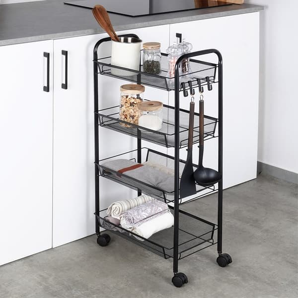 opbevaringsvogn metal sort 4-niveau