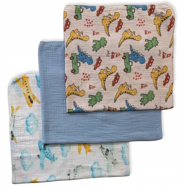 3-paket mini musslinkläder 38x38 klutar moln dino blå