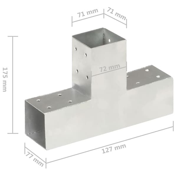 vidaXL T-stolpeforbindelse galvaniseret metal 71x71 mm