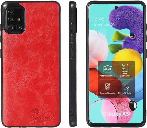Hærdet glascover til Samsung Galaxy A31 med solid rød bagside