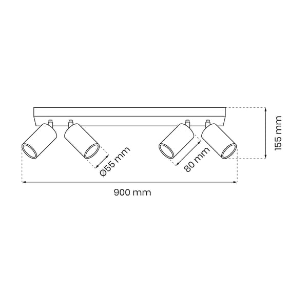 HUDSON 4 GU10 FORLYGTE SORT MILAGRO MLP8797