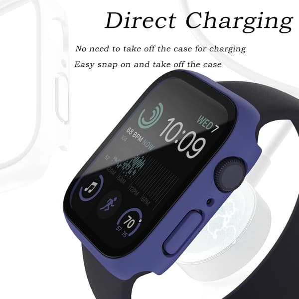 Etui til Apple Watch 7/8/9 41mm. Marineblå med glas.