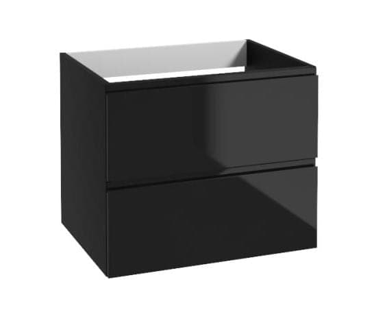 Badeværelsesskab 60x50 cm, sort højglans, væghængt, med Modus bordplade