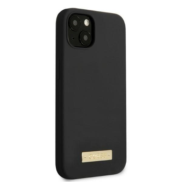 Guess GUHMP13SSPLK iPhone 13 mini 5.4 sort/sort hårdt cover silikone logoplade MagSafe