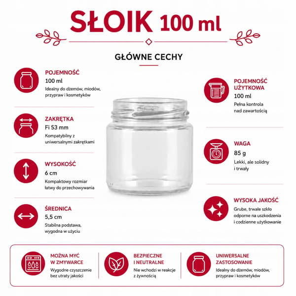 Madbeholder 100 ml honningkrukke marmelade glaskrukker til honning 10x