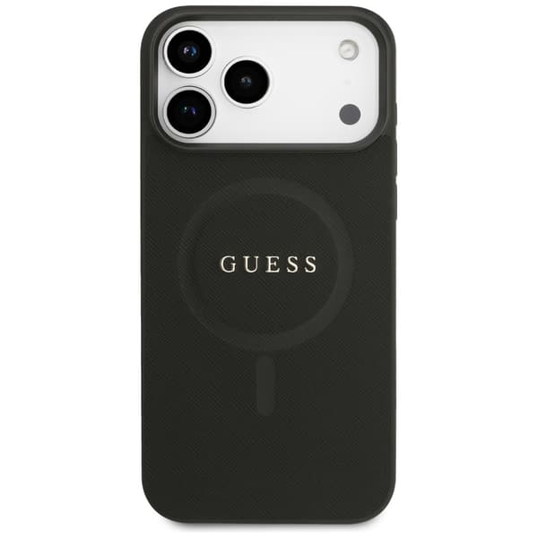 Guess Saffiano Classic Logo MagSafe-etui til iPhone 17 Pro Max, sort